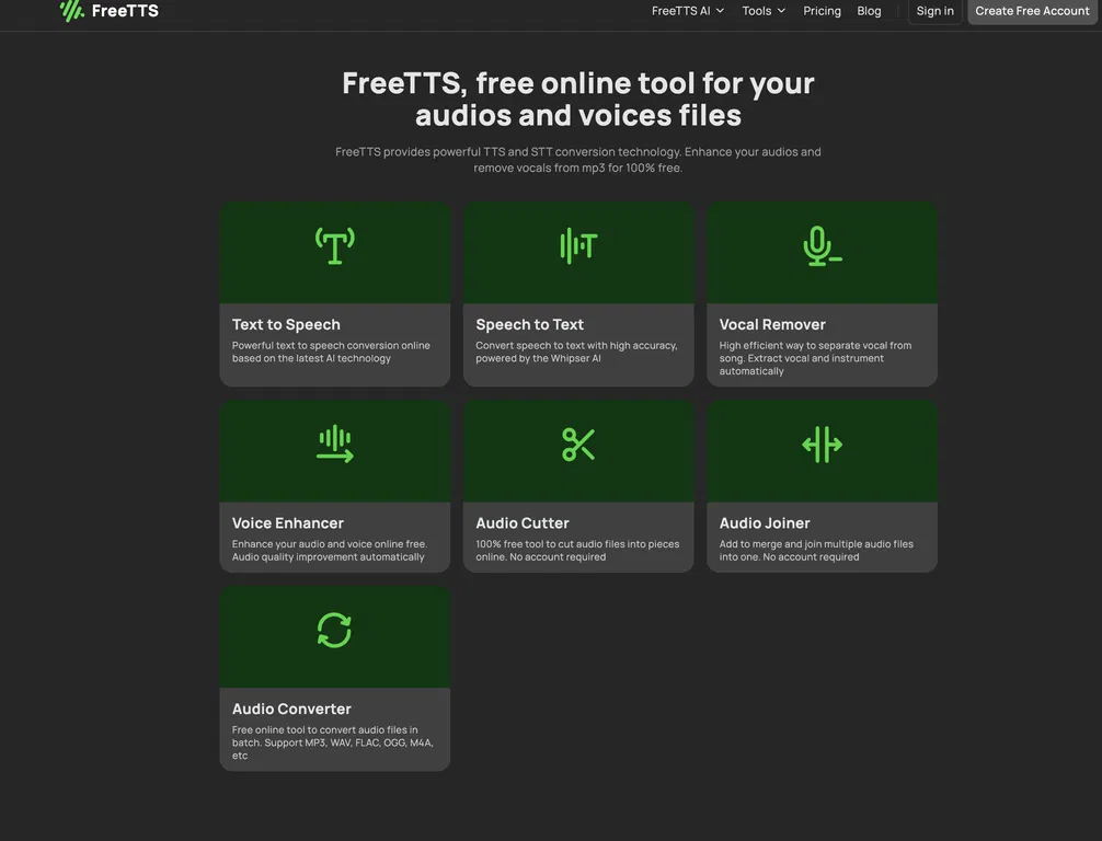 FreeTTS Online Text-to-Speech Tool