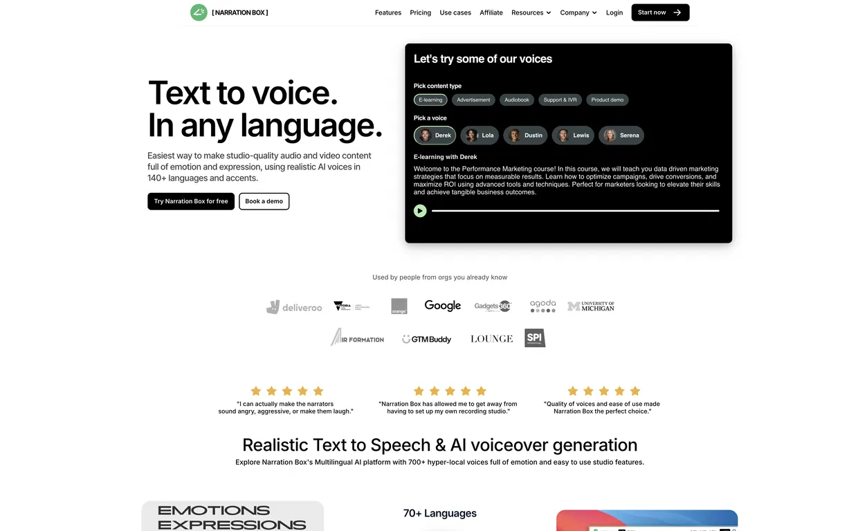 Narration Box AI Voice Generator
